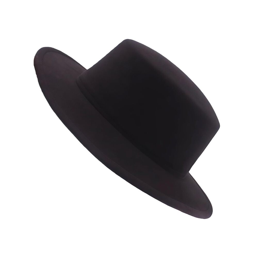 1271 1PC Unisex Adult Fashion Classic Black Fedora Hat Large Wide Brim Flat